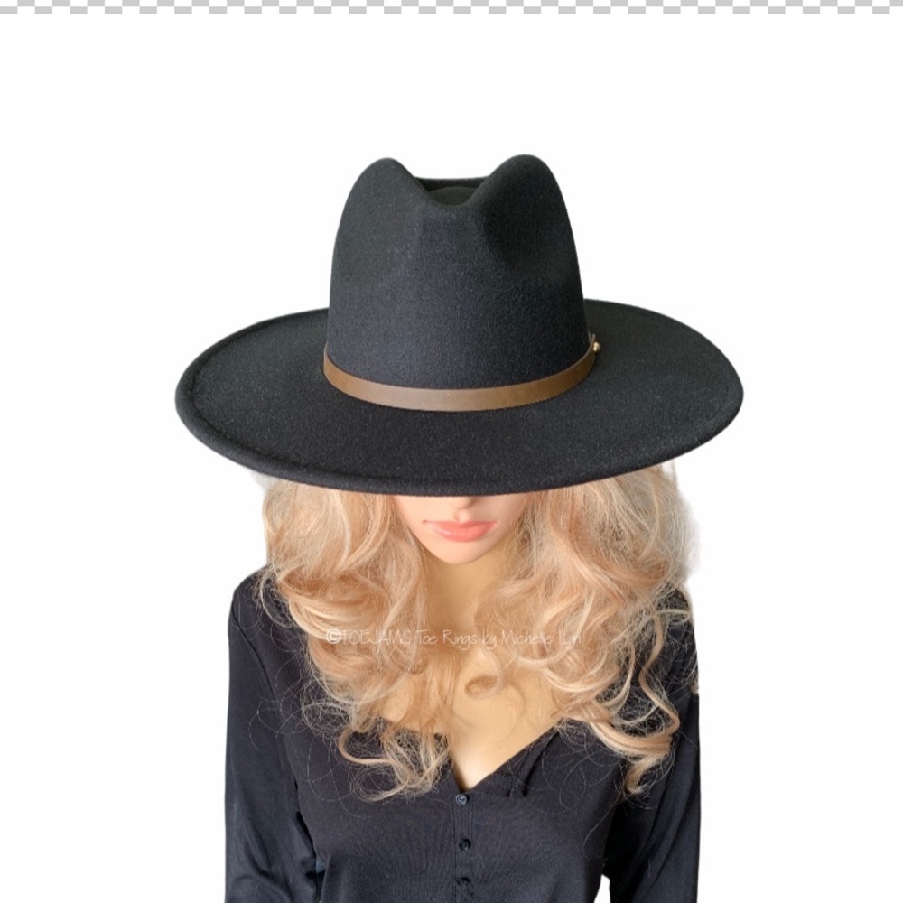 HAT Black Panama Hat Removable Band Cowboy Fedora Hat Sophisticated Bohemian Hat